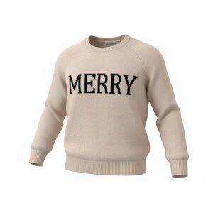 Ultra Soft Beige 'Merry' Crew Neck Sweater